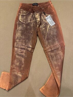 Brazil Roxx Women’s Rust-Brown Metallic Wash Jeans